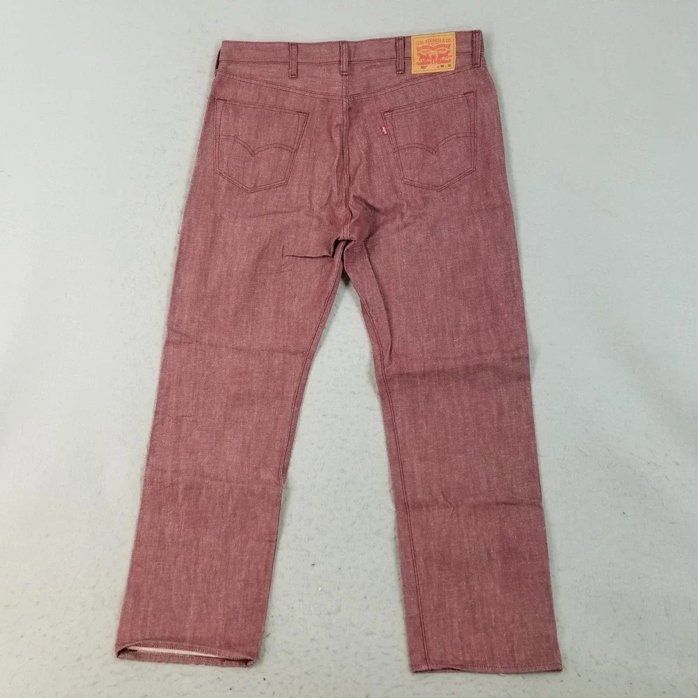 Levis Jeans Mens 38x32 Burgundy 501 Original Fit White Oak Cone Denim 00501-2130